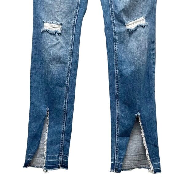 Peace Love World Girlfriend Jeans Front Slit Straight Medium Wash Womens Size 28 - Picture 8 of 15